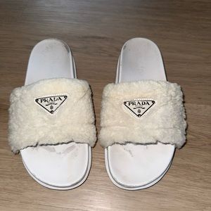 PRADA SHEARLING SLIDES